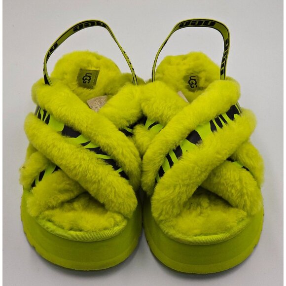 UGG Women's Animalia Green Disco Cross Slide Platform Sandals Size 7 2695 - Picture 11 of 16